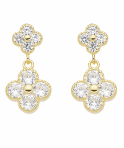 ARO DE PLATA BAÑADO EN ORO PASANTE VAN CLEEF CON ZIRCONES. PESO 1.87 GRS.