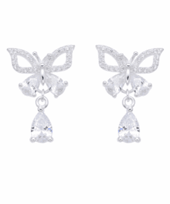 ARO PLATA MARIPOSA CON ZIRCONES. PESO APROX 2.18 GR.