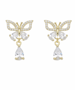 ARO PLATA BAÑADA EN ORO MARIPOSA C/ZIRCONES. PESO APROX 2.29 GR.