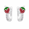 ARO PLATA HUGGIES 10 MM CON ZIRCONES Y FRUTILLA. PESO APROX 2.50 GRS.