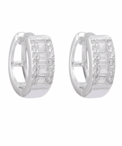 ARO ARGOLLA DE PLATA HUGGIES 12 MM C/ZIRCONES. PESO APROX 2.41 GRS.