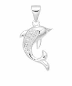 DIJE PLATA DELFIN CON ZIRCONES. PESO APROX 2.04 GRS.