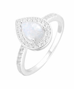 ANILLO PLATA  C/ZIRCONES Y LAGRIMA RESINADA. PESO APROX. 1.89 GRS.