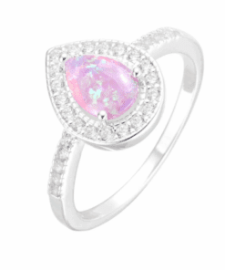 ANILLO PLATA  C/ZIRCONES Y LAGRIMA RESINADA. PESO APROX. 1.89 GRS.