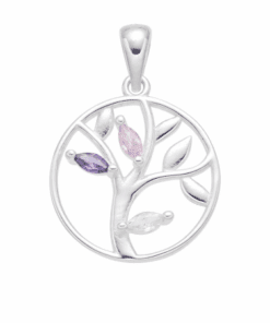 DIJE PLATA ÁRBOL DE LA VIDA CON ZIRCONES. PESO APROX 1.37 GRS.