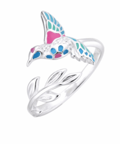 ANILLO PLATA REGULABLE COLIBRÍ RESINADO. PESO APROX. 2.51 GRS.