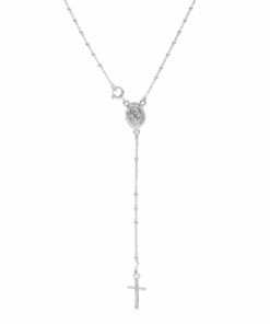 ROSARIO PLATA BOLITA 2 MM CON CENTRO MEDALLA MILAGROSA. LARGO 45 CM. PESO APROX. 4.35 GR.