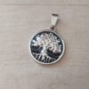 DIJE DE ACERO ÁRBOL DE LA VIDA ESMALTADO NEGRO 25 MM
