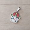 DIJE DE ACERO MANO DE FATIMA ESMALTADA. 21 X 23 MM