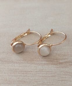 ARO DE ACERO DORADO BRISURA CON OJO GATO BLANCO 6 MM