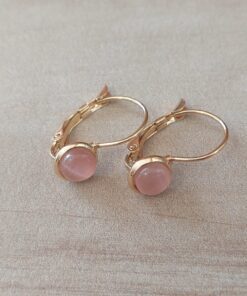 ARO DE ACERO DORADO BRISURA CON OJO GATO ROSA 6 MM