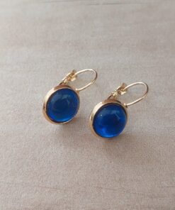 ARO DE ACERO DORADO BRISURA CON PASTILLA AZUL 10 MM