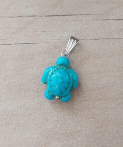 DIJE DE ACERO TORTUGA DE MAR TURQUESA. 15 X 18 MM