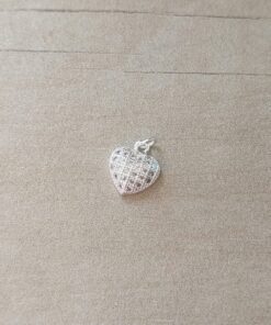 DIJE DE ACERO BLANCO CORAZÓN BOMBE CON STRASS BLANCO. 8 MM