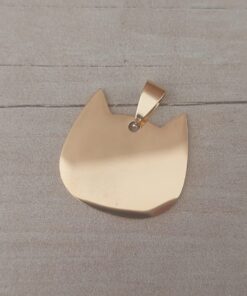 DIJE DE ACERO DORADO GATITO PARA GRABAR – 1MM ESPESOR. PULIDO UN SOLO LADO. 25 MM