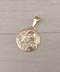 DIJE DE ACERO DORADO MEDALLA DE SAN BENITO 20 MM