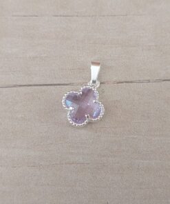DIJE DE ACERO BLANCO VAN CLEEF CON CUBIK LILA. 12 MM