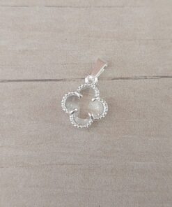 DIJE DE ACERO BLANCO VAN CLEEF CON CUBIK CRISTAL. 12 MM