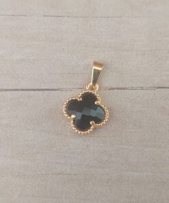 DIJE DE ACERO DORADO VAN CLEEF CON CUBIK NEGRO. 12 MM