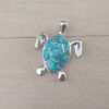 DIJE DE ACERO TORTUGA DE MAR ESMALTADA EN TURQUESA. 23 X 30 MM