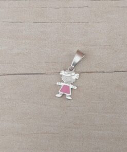 DIJE DE ACERO NENA ESMALTADA EN FUCSIA. TAMAÑO 8 X 11 MM