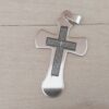 DIJE DE ACERO CRUZ CON CRUZ PADRE NUESTRO SUPERPUESTA. 31 X 52 MM