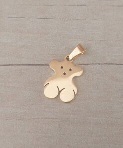 DIJE DE ACERO DORADO OSITO SENTADO. MEDIDAS 15 X 19 MM
