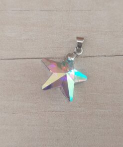 DIJE DE ACERO ESTRELLA 20 MM DE ACRÍLICO COLOR TORNASOL ROSA. 20 MM