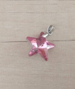 DIJE DE ACERO ESTRELLA 20 MM DE ACRÍLICO COLOR ROSA. 20 MM