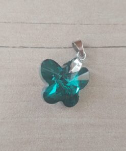 DIJE DE ACERO MARIPOSA DE ACRÍLICO VERDE. 18 X 15 MM