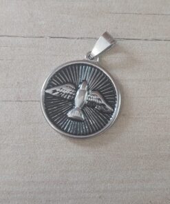 DIJE DE ACERO MEDALLA 25 MM ESPÍRITU SANTO.
