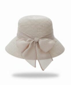 SOMBRERO CRUDO CINTA CON MOÑO BEIGE