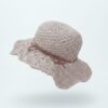 SOMBRERO RAFIA COLOR ROSA TRAMA ABIERTA CON CORDÓN MARRÓN