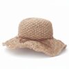 SOMBRERO RAFIA COLOR BEIGE TRAMA ABIERTA CON CORDÓN MARRÓN
