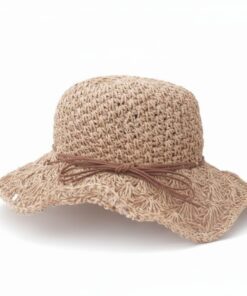 SOMBRERO RAFIA COLOR BEIGE TRAMA ABIERTA CON CORDÓN MARRÓN