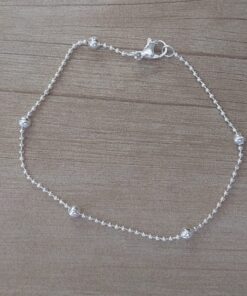PULSERA DE ACERO BLANCO DE BOLITAS 1 MM CON BOLITAS DE 3 MM INTERCALADAS. LARGO 19 CM