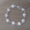 PULSERA DE ACERO BLANCO ESLABÓN CONECTOR OSTRA. LARGO 18 CM