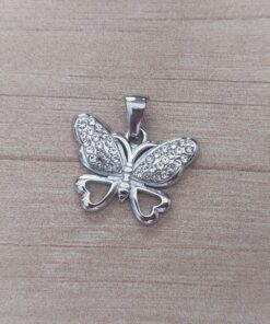 DIJE DE ACERO MARIPOSA CON STRASS. TAMAÑO 16 X 22 MM