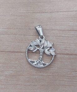 DIJE DE ACERO ÁRBOL DE LA VIDA CALADO CON STRASS 18 MM