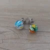 Aro de acero cristal de murano engarzado con fru fru