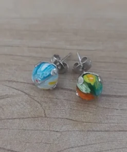 Aro de acero cristal de murano engarzado con fru fru
