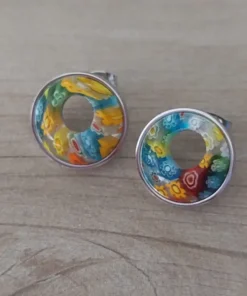 Aro de acero cristal de murano con fru fru