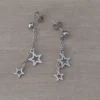 Aro de acero pasante bolita con cadena y estrellas colgantes