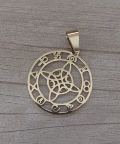 dije de acero dorado nudo de bruja