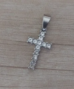 dije de acero cruz con strass