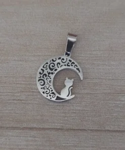 dije de acero luna con gato