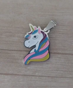 dije de acero unicornio esmaltado