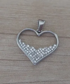 dije de acero corazon con strass