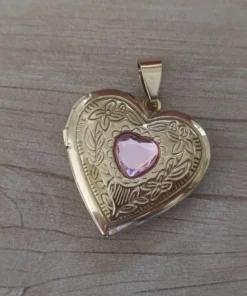 dije de acero dorado relicario corazon