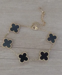 pulseras de acero dorado trebol estilo van cleef